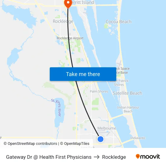 Gateway Dr @ Health First Physicians to Rockledge map