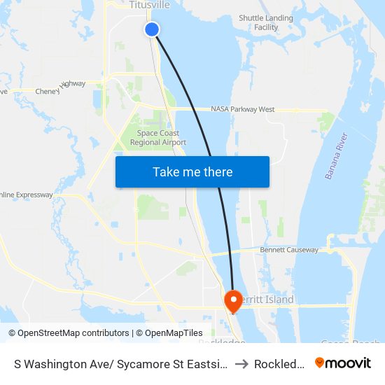 S Washington Ave/ Sycamore St Eastside to Rockledge map