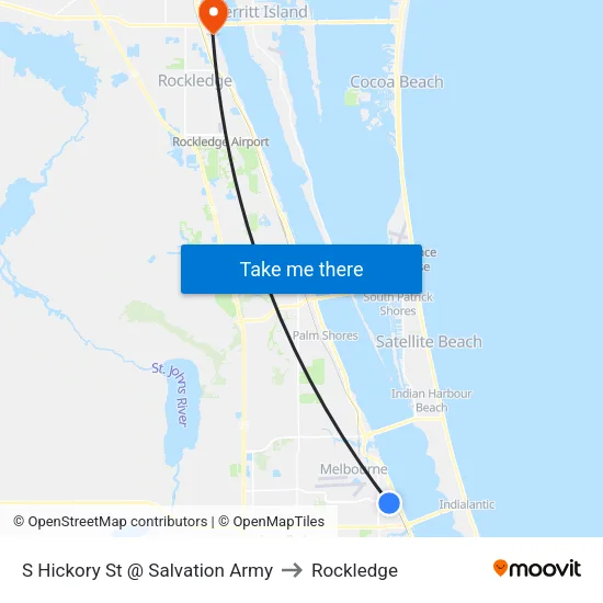 S Hickory St @ Salvation Army to Rockledge map