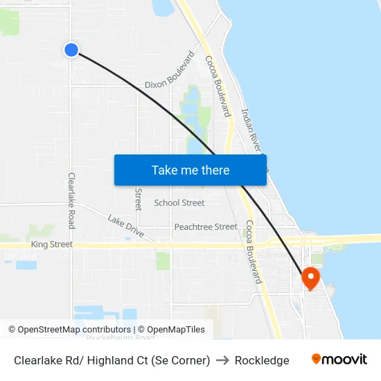 Clearlake Rd/ Highland Ct (Se Corner) to Rockledge map