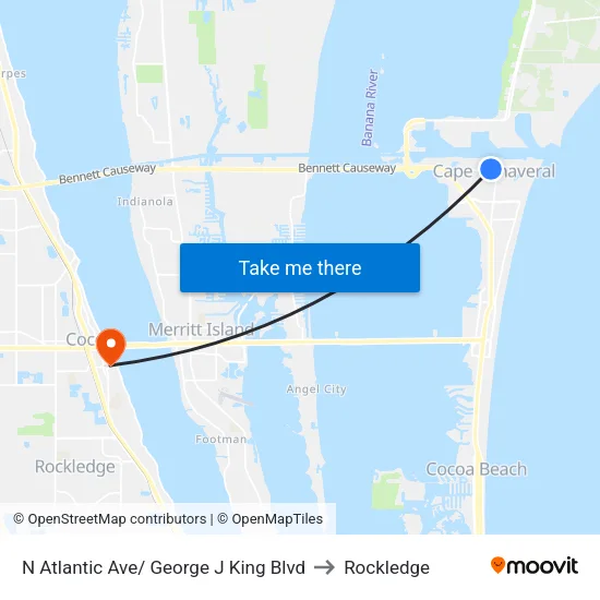 N Atlantic Ave/ George J King Blvd to Rockledge map