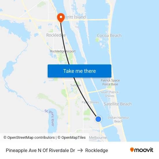 Pineapple Ave N Of Riverdale Dr to Rockledge map