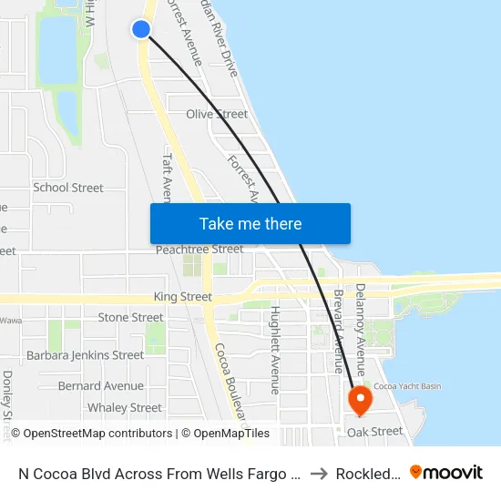 N Cocoa Blvd Across From Wells Fargo Bank to Rockledge map