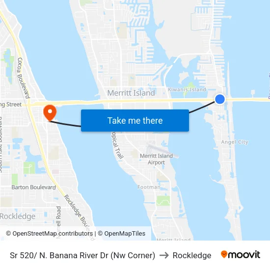 Sr 520/ N. Banana River Dr (Nw Corner) to Rockledge map