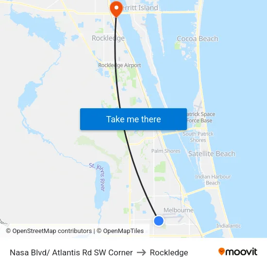 Nasa Blvd/ Atlantis Rd SW Corner to Rockledge map
