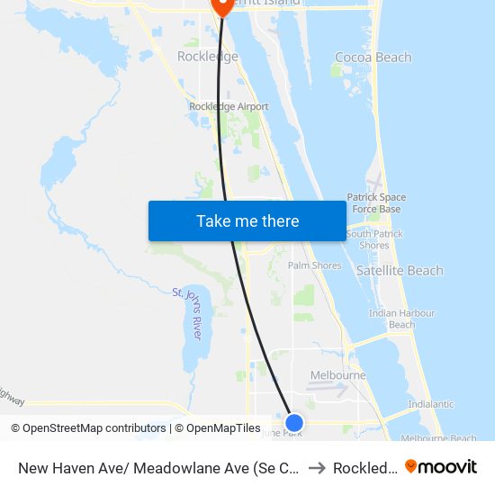 New Haven Ave/ Meadowlane Ave (Se Corner) to Rockledge map