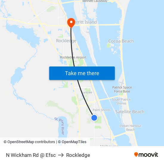 N Wickham Rd @ Efsc to Rockledge map