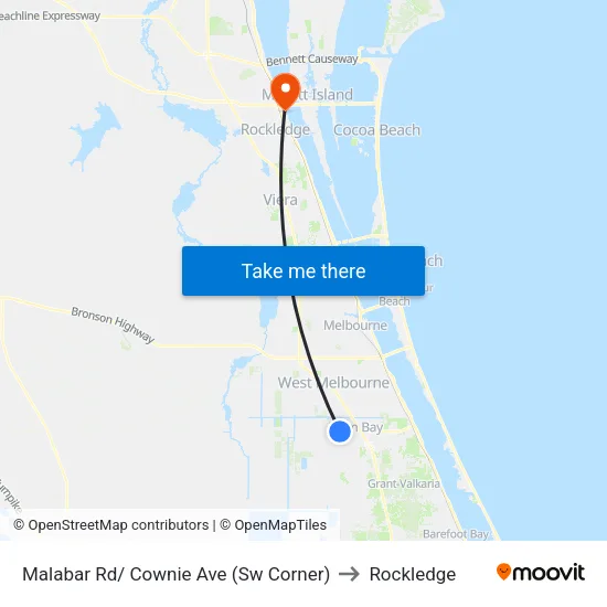 Malabar Rd/ Cownie Ave (Sw Corner) to Rockledge map