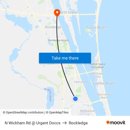 N Wickham Rd @ Urgent Doccs to Rockledge map