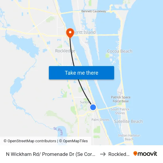N Wickham Rd/ Promenade Dr (Se Corner) to Rockledge map