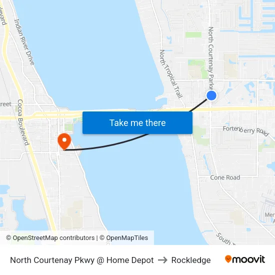 North Courtenay Pkwy @ Home Depot to Rockledge map