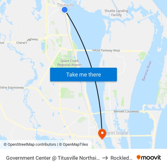 Government Center @ Titusville Northside to Rockledge map