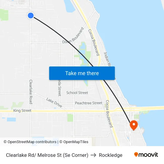 Clearlake Rd/ Melrose St (Se Corner) to Rockledge map