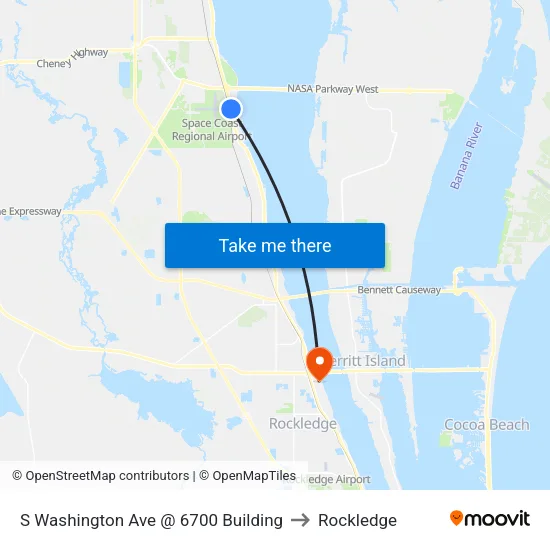 S Washington Ave @ 6700 Building to Rockledge map