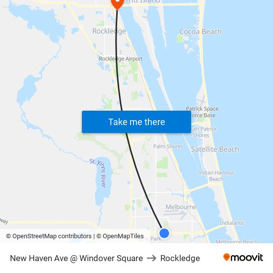 New Haven Ave @ Windover Square to Rockledge map