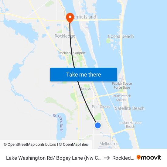 Lake Washington Rd/ Bogey Lane (Nw Corner) to Rockledge map