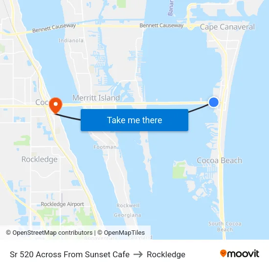 Sr 520 Across From Sunset Cafe to Rockledge map