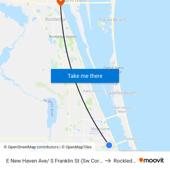 E New Haven Ave/ S Franklin St (Sw Corner) to Rockledge map