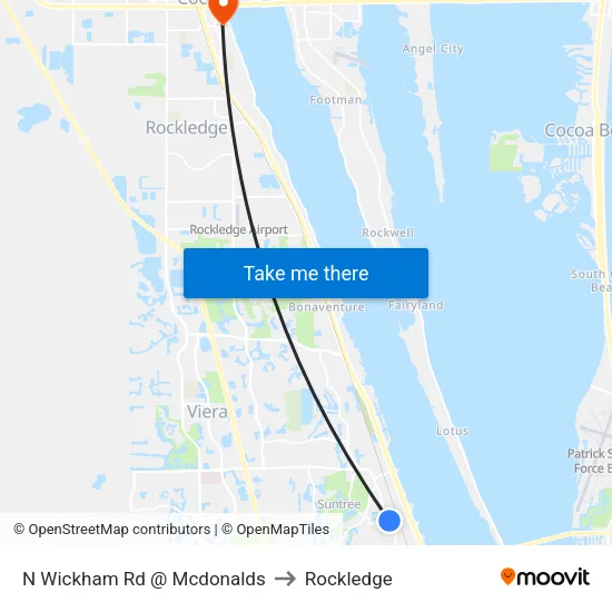 N Wickham Rd @ Mcdonalds to Rockledge map