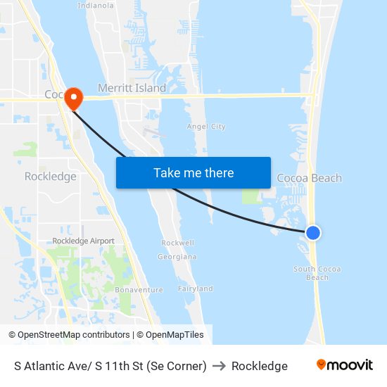 S Atlantic Ave/ S 11th St (Se Corner) to Rockledge map