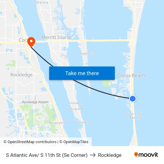 S Atlantic Ave/ S 11th St (Se Corner) to Rockledge map