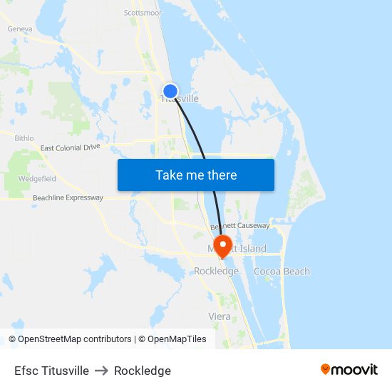 Efsc Titusville to Rockledge map