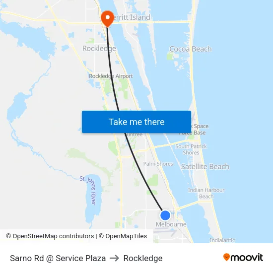 Sarno Rd @ Service Plaza to Rockledge map