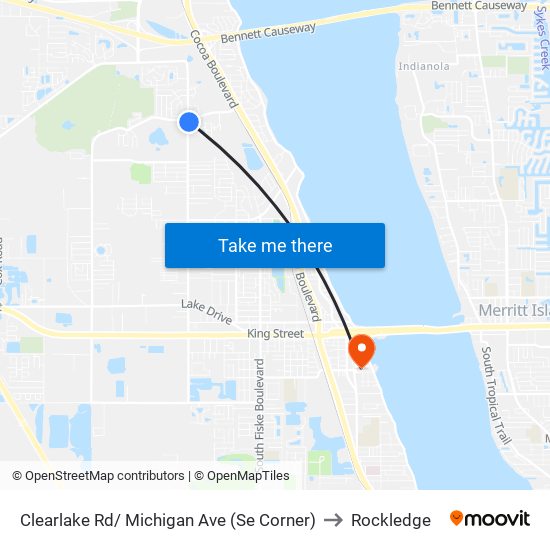 Clearlake Rd/ Michigan Ave (Se Corner) to Rockledge map