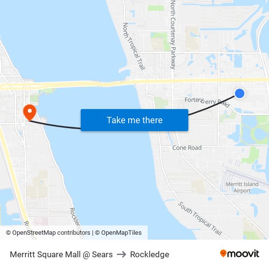 Merritt Square Mall @ Sears to Rockledge map