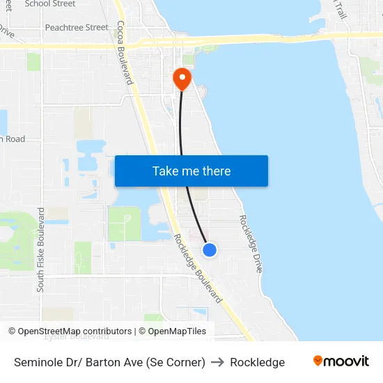 Seminole Dr/ Barton Ave (Se Corner) to Rockledge map