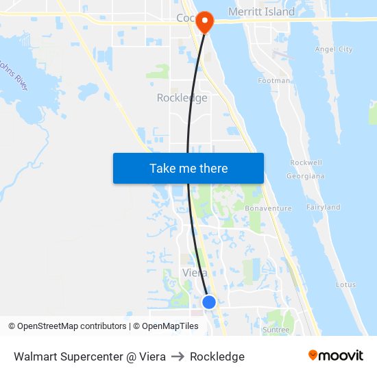 Walmart Supercenter @ Viera to Rockledge map