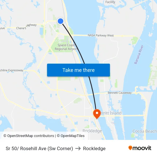 Sr 50/ Rosehill Ave (Sw Corner) to Rockledge map