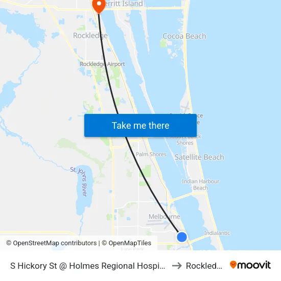 S Hickory St @ Holmes Regional Hospital to Rockledge map