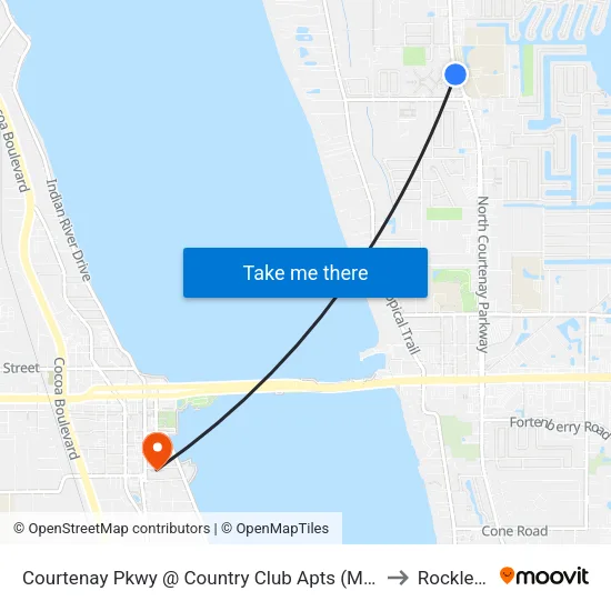 Courtenay Pkwy @ Country Club Apts (M.I. Library) to Rockledge map