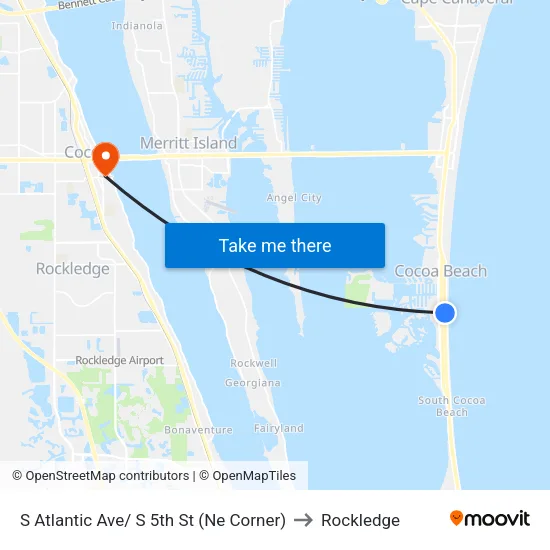 S Atlantic Ave/ S 5th St (Ne Corner) to Rockledge map
