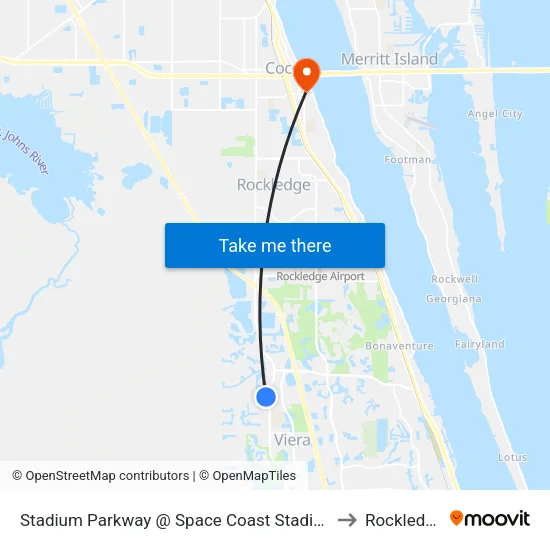 Stadium Parkway @ Space Coast Stadium to Rockledge map
