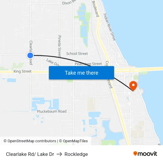 Clearlake Rd/ Lake Dr to Rockledge map