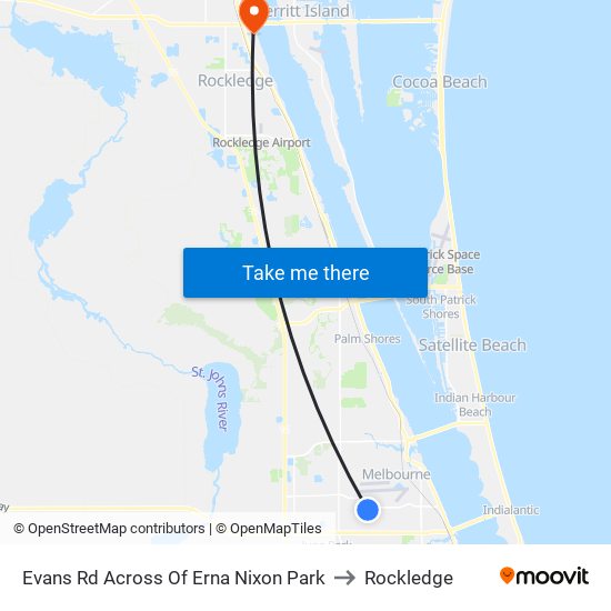 Evans Rd Across Of Erna Nixon Park to Rockledge map