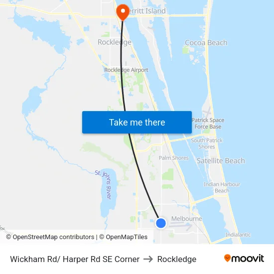 Wickham Rd/ Harper Rd SE Corner to Rockledge map