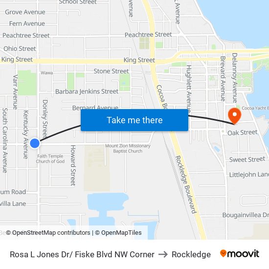 Rosa L Jones Dr/ Fiske Blvd NW Corner to Rockledge map