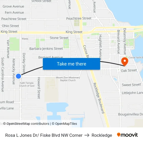 Rosa L Jones Dr/ Fiske Blvd NW Corner to Rockledge map