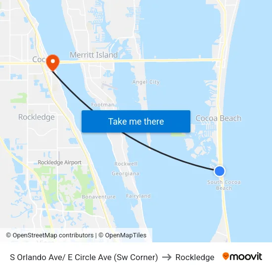S Orlando Ave/ E Circle Ave (Sw Corner) to Rockledge map