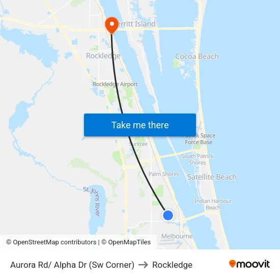 Aurora Rd/ Alpha Dr (Sw Corner) to Rockledge map