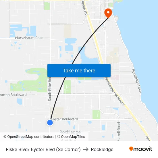 Fiske Blvd/ Eyster Blvd (Se Corner) to Rockledge map