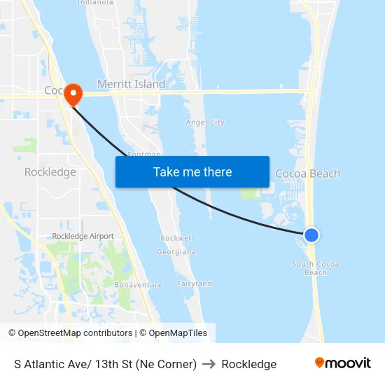 S Atlantic Ave/ 13th St (Ne Corner) to Rockledge map