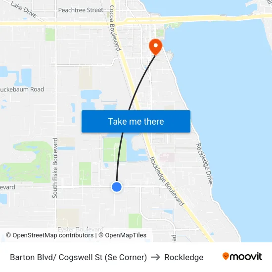 Barton Blvd/ Cogswell St (Se Corner) to Rockledge map