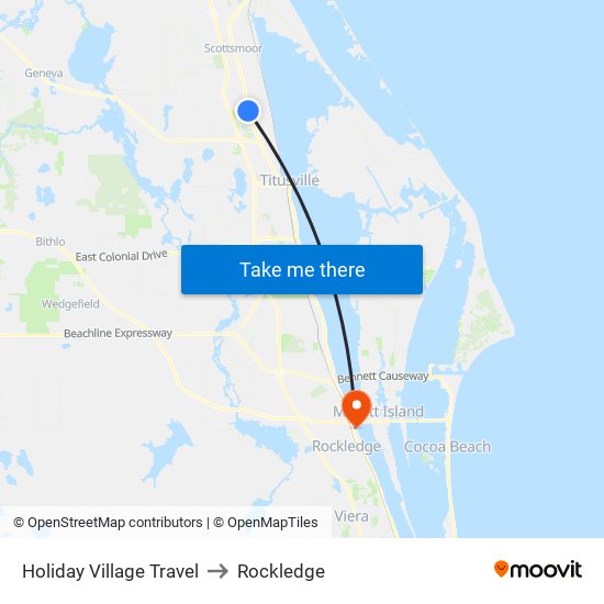 Holiday Village Travel to Rockledge map