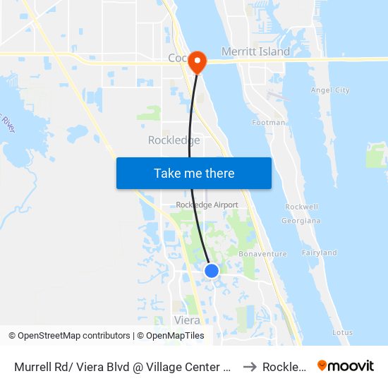 Murrell Rd/ Viera Blvd @ Village Center Driveway to Rockledge map