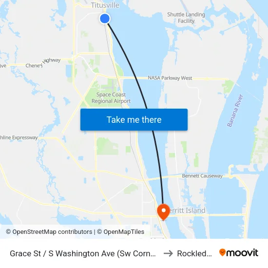 Grace St / S Washington Ave (Sw Corner) to Rockledge map