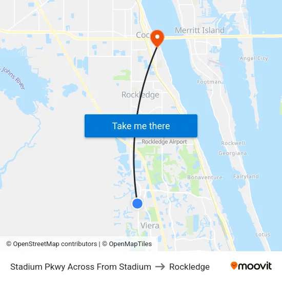 Stadium Pkwy Across From Stadium to Rockledge map